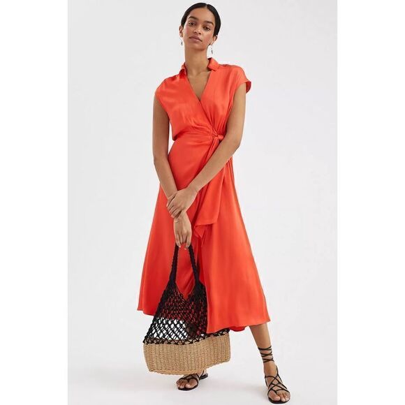 Anthropologie- Maeve Open-Back Wrap Midi Dress - Picture 7 of 8